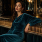 📢📢50%Rabatt!!!🎉✨Elegantes Samtkleid mit Wasserfallkragen für Damen