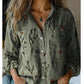 Damen Vintage-Bedrucktes Freizeithemd