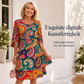 ⌛ Nur solange Vorrat reicht – danach regulärer Preis! Damen Kleid mit Ethno-Muster, V-Ausschnitt und Stufenrock