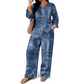 Langarm-Oberteil mit Weithosen-Set für Damen