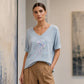 Damen V-Ausschnitt bedrucktes T-Shirt