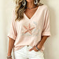Damen V-Ausschnitt bedrucktes T-Shirt