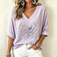 Damen V-Ausschnitt bedrucktes T-Shirt