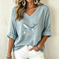 Damen V-Ausschnitt bedrucktes T-Shirt