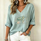 Damen V-Ausschnitt bedrucktes T-Shirt