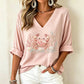Damen V-Ausschnitt bedrucktes T-Shirt