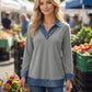 📢📢50%Rabatt!!!🎉✨Damen Shirt in Layering-Optik mit Denim-Kragen
