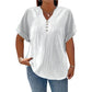 📢📢50%Rabatt!!!🎉✨Damen lässiges V-Ausschnitt-Kurzarm-Oberteil mit texturierter Knitteroptik