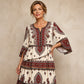 📢📢50%Rabatt!!!🎉✨Damen Boho-Kleid mit V-Ausschnitt und stufenförmigen Rüschen