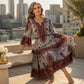 📢📢50%Rabatt!!!🎉✨Damen Boho-Kleid mit V-Ausschnitt und stufenförmigen Rüschen