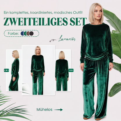 Zweiteiliges Samt-Set für Damen: Oberteil & Hose