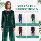 Zweiteiliges Samt-Set für Damen: Oberteil & Hose