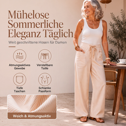 Damen gestreifte Sommer-Weithosen