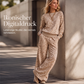 Damen-Set mit Sweatshirt mit Leopardenmuster und weiten Hosen