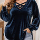 📢📢50%Rabatt!!!🎉✨Samt-Oberteil für Damen mit V-Ausschnitt & überkreuztem Design