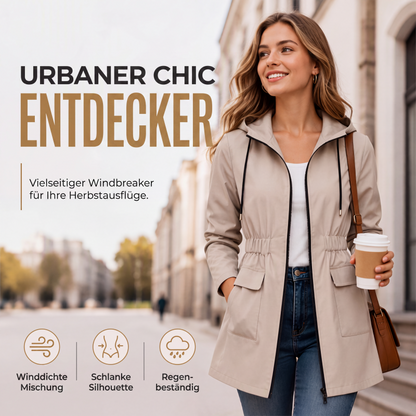 Wasserdichte Damen-Regenjacke mit Kapuze