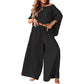 👚👖50 % Rabatt！🍂✨Damen-Off-Shoulder-Oberteil & Weite-Hosen-Set