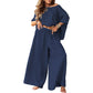 👚👖50 % Rabatt！🍂✨Damen-Off-Shoulder-Oberteil & Weite-Hosen-Set