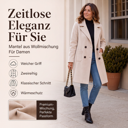 📢📢50%Rabatt!!!🎉✨Damen Wollmantel mit Zweireiherknopfleiste
