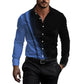 Herren Kontrastdruck Langarm Slim Fit Kragenhemd