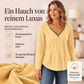 Langarmshirt mit Reißverschluss und V-Ausschnitt für Damen