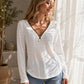 Langarmshirt mit Reißverschluss und V-Ausschnitt für Damen