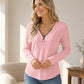 Langarmshirt mit Reißverschluss und V-Ausschnitt für Damen