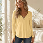 Langarmshirt mit Reißverschluss und V-Ausschnitt für Damen