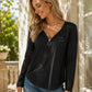 Langarmshirt mit Reißverschluss und V-Ausschnitt für Damen