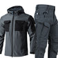 Warmes und winddichtes Set: Kapuzenjacke und Cargohose für Herren