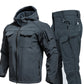 Warmes und winddichtes Set: Kapuzenjacke und Cargohose für Herren