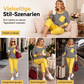 Zweiteiliges gestreiftes Set für Damen: Langarm-Oberteil und Hose