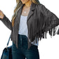 🍁Herbst-Favorit – 50 % Rabatt！⭐Lässige Fransenjacke für Damen mit langen Ärmeln