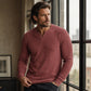 Herren-Hemd mit Waffelstrick und V-Ausschnitt in Slim-Fit-Passform