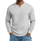 Herren-Hemd mit Waffelstrick und V-Ausschnitt in Slim-Fit-Passform