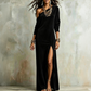 Damen-Schulterfrei-Kleid mit Seitenschlitz