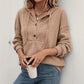 🧶 50 % RABATT | Gemütlich, lässig & vielseitig – Damen Rippstrick-Hoodie mit Knopfdetails