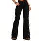 📢📢50%Rabatt!!!🎉✨Damen High-Waist Schlagjeans mit Seitenfransen