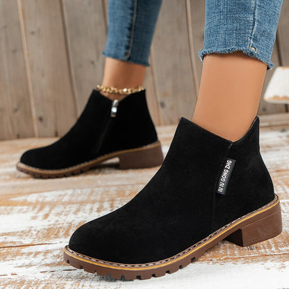 🔥Damen-Stiefeletten mit niedrigem Absatz und seitlichem Reißverschluss