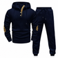 📢🎉Alles muss weg!!!🛍️✨Herren 2-teiliges Jacquard Kapuzenpullover Set Herbst Winter lässiger Kapuzen-Sweatshirt und Sweathose Trainingsanzug