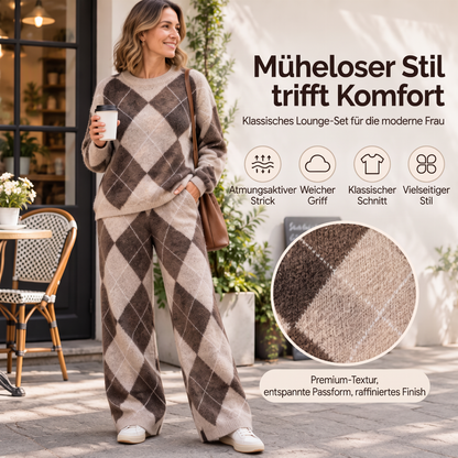 🌊Winter-Bestseller!🌊 Damen Argyle Strickpullover & Hosen mit weitem Bein Set