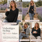 📢🎉🛍️✨Damen Übergrößen V-Ausschnitt Langarm Geripptes Gebürstetes T-Shirt Locker Sitzendes Einfarbiges Pullover-Oberteil