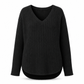 📢🎉🛍️✨Damen Übergrößen V-Ausschnitt Langarm Geripptes Gebürstetes T-Shirt Locker Sitzendes Einfarbiges Pullover-Oberteil