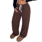 ✨Neu Eingetroffen! Weite Damenhose mit Leopardenprint und Kordelzug