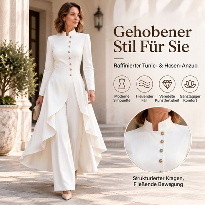 💖Black Friday Mega-Angebot – 50% Rabatt!💖💜Kostenloser Versand🖤Elegantes lang geschnittenes Damenmantel und Wide-Leg Hose Set