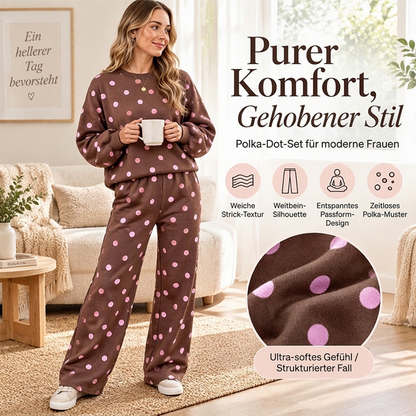 🎉50%Rabatt!!!✨Damen-Punkte-Top und Hosen mit weitem Bein Set