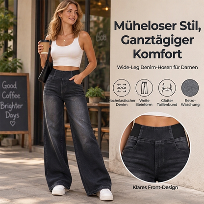 Freizeit-Jeans mit Stretch und weitem Bein für Damen