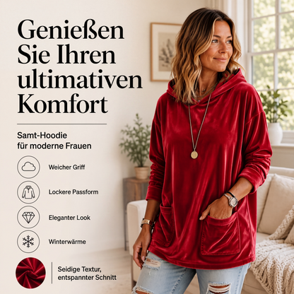 💞Top bewertet + 50% Rabatt!💞Damen-Samt-Hoodie mit lockerer Passform und Taschen