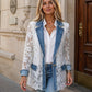 ⏰Aktion endet bald!⏰ Damen Elegante Jacke mit Blumenspitze und Lochstickerei