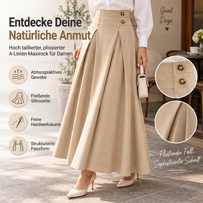 ⏰Countdown läuft! Aktion endet bald!⏰ Damen High-Waist Plissierter A-Linien Maxirock